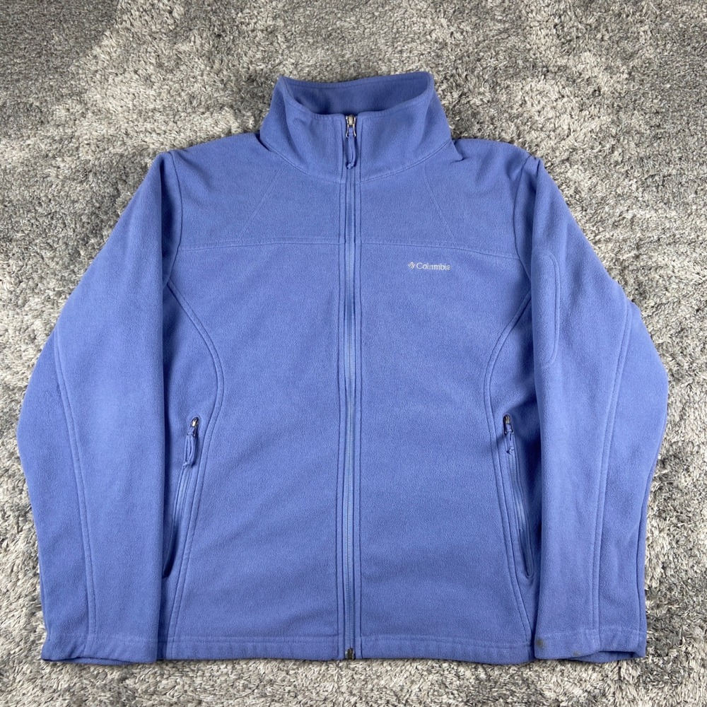 Columbia Fleece Jacket Womens 1X Blue Full Zip Mock Neck Outdoor Gorpcore‎ Soft